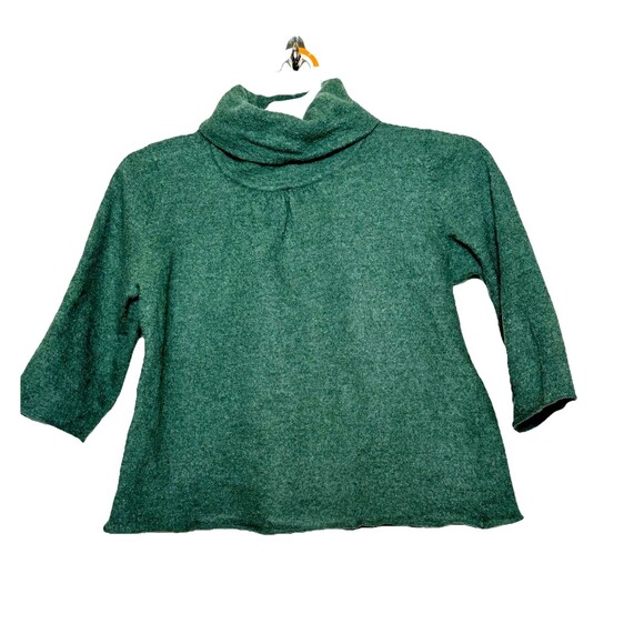 100% Merino Wool Turtleneck Cardigan Sweater Size 3X Green Cropped Runs Small - Picture 3 of 6